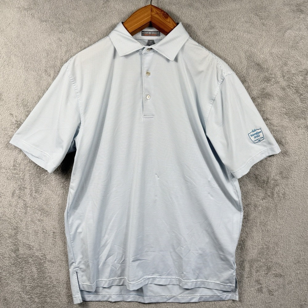 Peter Millar Summer Comfort Polo Shirt Meridian Hills Golf Mens M Blue Stripe